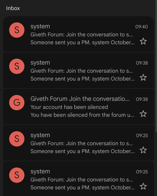 Giveth Forum Account Suspended Notification